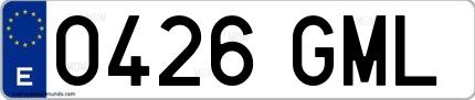Ejemplo de matrícula española 0426 GML