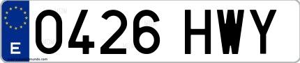 Ejemplo de matrícula española 0426 HWY