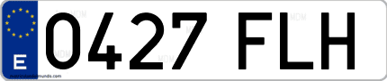 Ejemplo de matrícula de coche ordinaria 0427 FLH