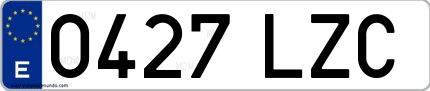 Ejemplo de matrícula española 0427 LZC