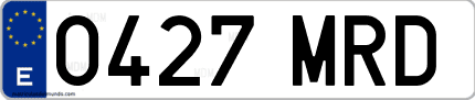 Ejemplo de matrícula de coche ordinaria 0427 MRD