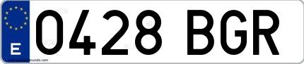 Ejemplo de matrícula española 0428 BGR