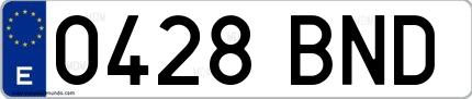 Ejemplo de matrícula española 0428 BND