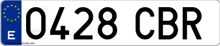 Ejemplo de matrícula de coche ordinaria 0428 CBR