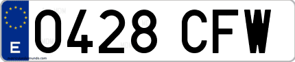 Ejemplo de matrícula de coche ordinaria 0428 CFW