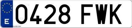 Ejemplo de matrícula española 0428 FWK