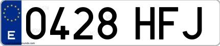 Ejemplo de matrícula española 0428 HFJ