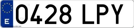 Ejemplo de matrícula española 0428 LPY