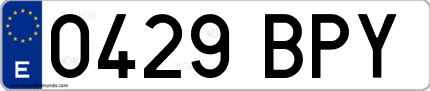 Ejemplo de matrícula de coche ordinaria 0429 BPY