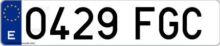 Ejemplo de matrícula de coche ordinaria 0429 FGC