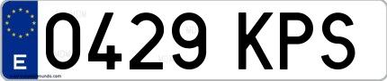 Ejemplo de matrícula española 0429 KPS