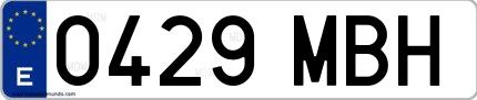 Ejemplo de matrícula española 0429 MBH