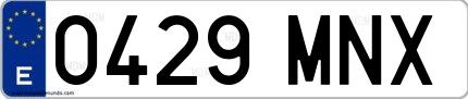 Ejemplo de matrícula española 0429 MNX