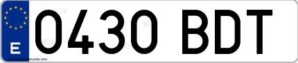 Ejemplo de matrícula española 0430 BDT