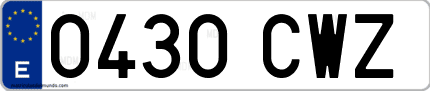 Ejemplo de matrícula de coche ordinaria 0430 CWZ