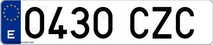 Ejemplo de matrícula española 0430 CZC
