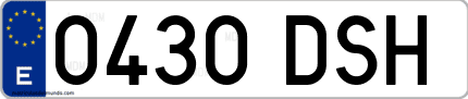 Ejemplo de matrícula de coche ordinaria 0430 DSH