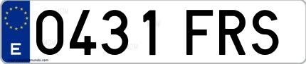 Ejemplo de matrícula española 0431 FRS