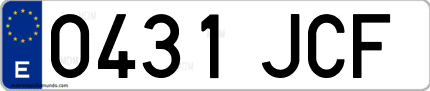 Ejemplo de matrícula de coche ordinaria 0431 JCF