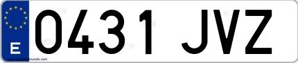 Ejemplo de matrícula española 0431 JVZ