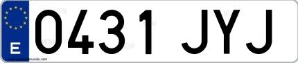 Ejemplo de matrícula española 0431 JYJ