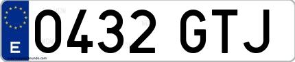 Ejemplo de matrícula española 0432 GTJ