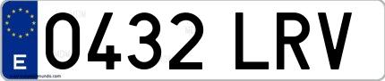 Ejemplo de matrícula española 0432 LRV