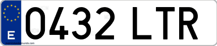 Ejemplo de matrícula de coche ordinaria 0432 LTR