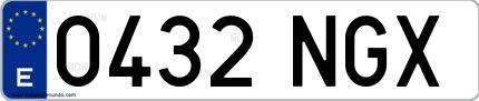 Ejemplo de matrícula española 0432 NGX