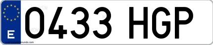 Ejemplo de matrícula española 0433 HGP