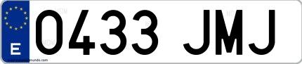 Ejemplo de matrícula española 0433 JMJ