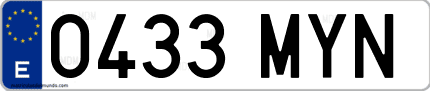 Ejemplo de matrícula de coche ordinaria 0433 MYN