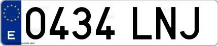 Ejemplo de matrícula española 0434 LNJ