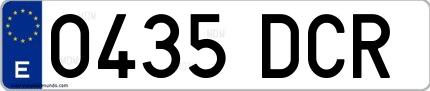 Ejemplo de matrícula de coche ordinaria 0435 DCR