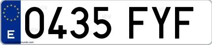 Ejemplo de matrícula española 0435 FYF
