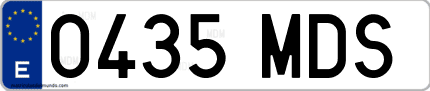 Ejemplo de matrícula de coche ordinaria 0435 MDS