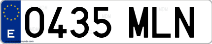 Ejemplo de matrícula de coche ordinaria 0435 MLN