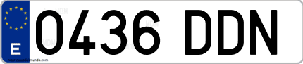Ejemplo de matrícula de coche ordinaria 0436 DDN