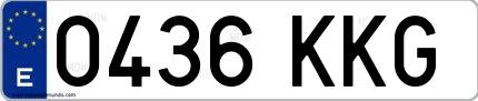 Ejemplo de matrícula española 0436 KKG