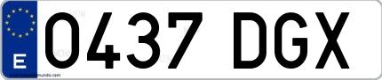 Ejemplo de matrícula española 0437 DGX