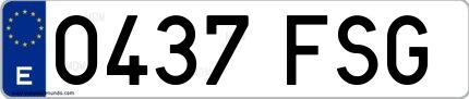 Ejemplo de matrícula española 0437 FSG