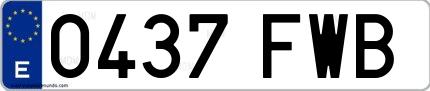 Ejemplo de matrícula española 0437 FWB