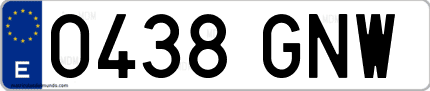 Ejemplo de matrícula de coche ordinaria 0438 GNW