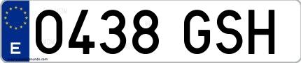 Ejemplo de matrícula española 0438 GSH