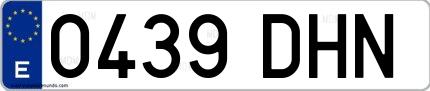 Ejemplo de matrícula española 0439 DHN