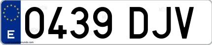 Ejemplo de matrícula española 0439 DJV