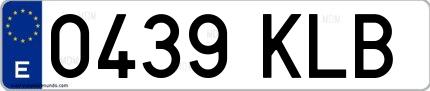 Ejemplo de matrícula de coche ordinaria 0439 KLB