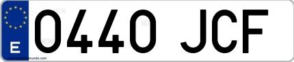 Ejemplo de matrícula española 0440 JCF
