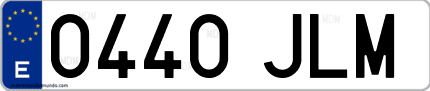 Ejemplo de matrícula de coche ordinaria 0440 JLM