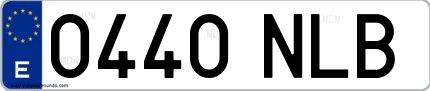 Ejemplo de matrícula española 0440 NLB